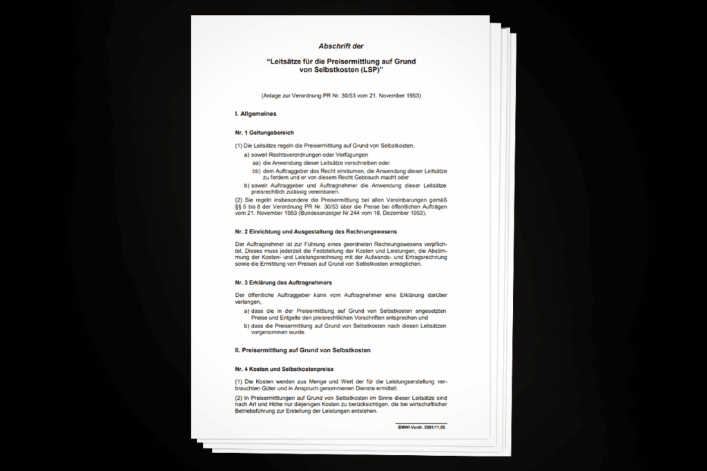 Vorschaubild der Leitsätze für die Preisermittlung auf Grund von Selbstkosten (LSP)